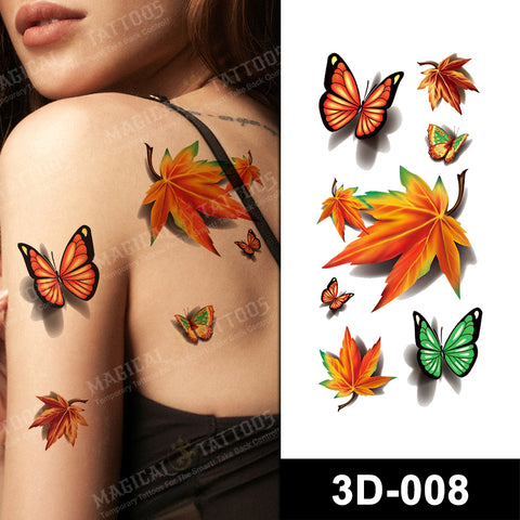 3D - Butterflies and Autumn Leaves