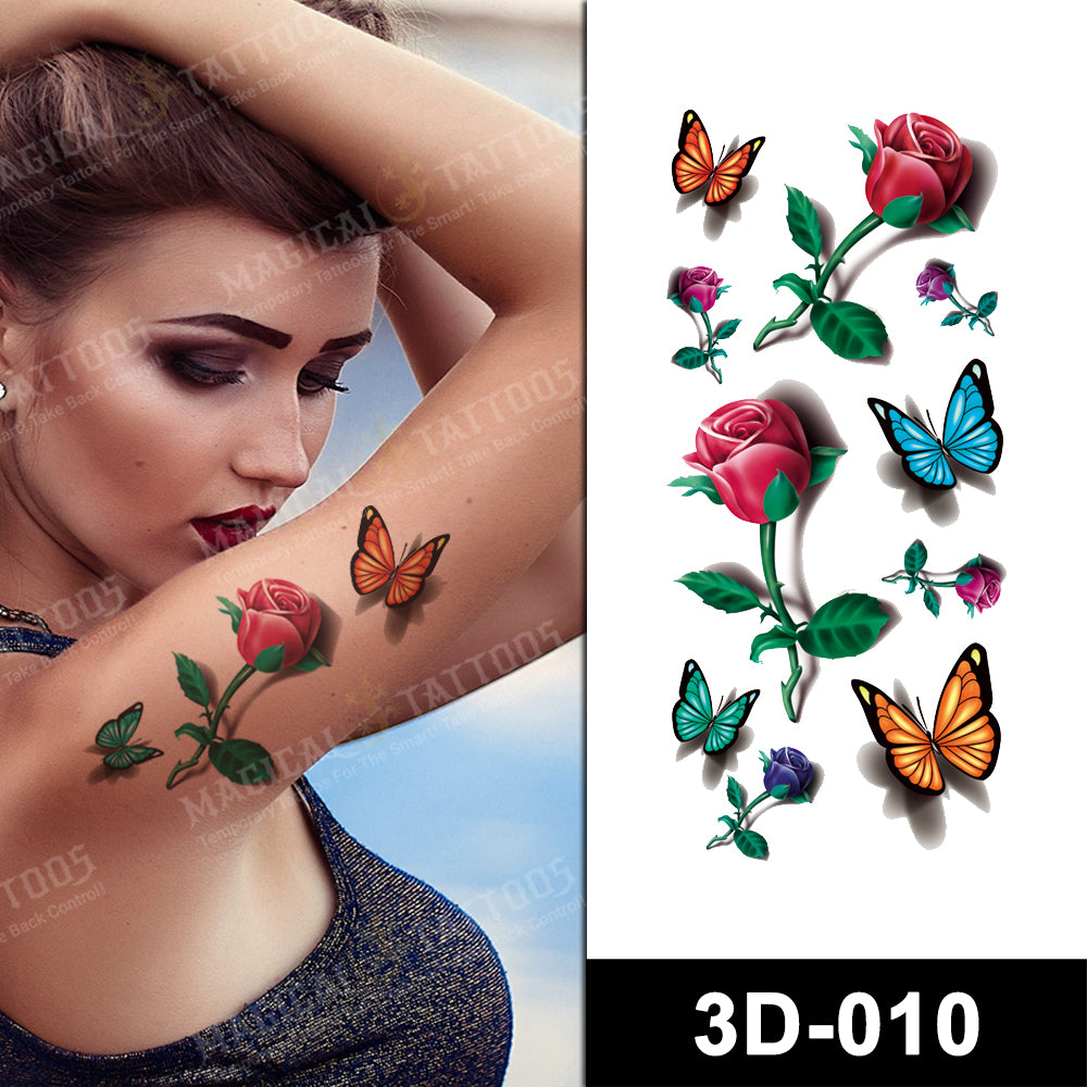 3D - Butterflies and Roses