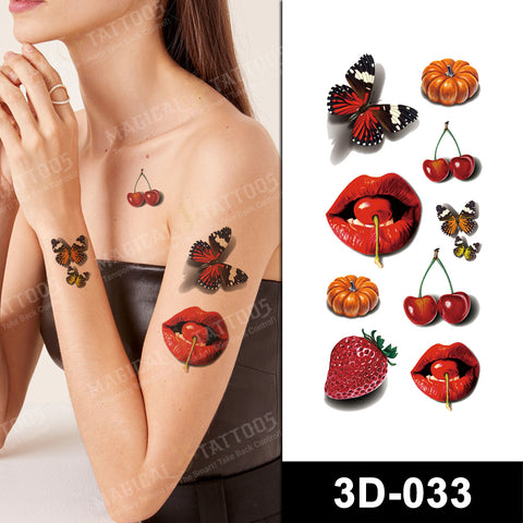 3D - Cherry Lips, Strawberries, Butterflies and Pumpkins