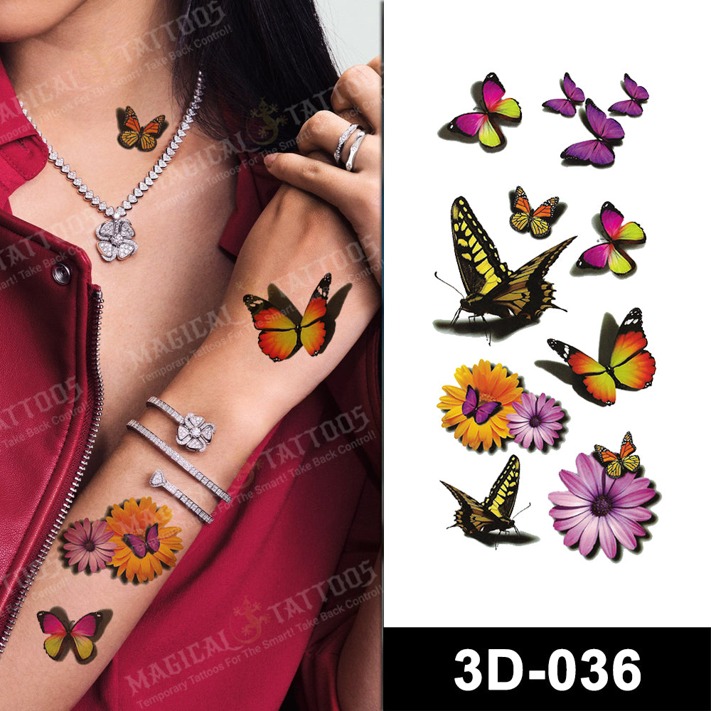 3D - Butterflies and Daisies