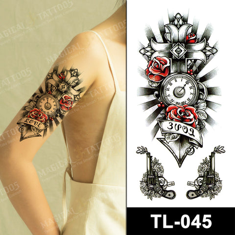 Dagger with Watch, Cross, Roses and 2 Guns