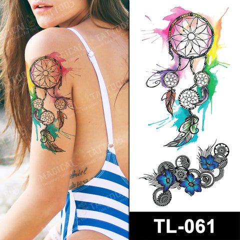 Dreamcatcher with Feathers / Pattern with Flowers